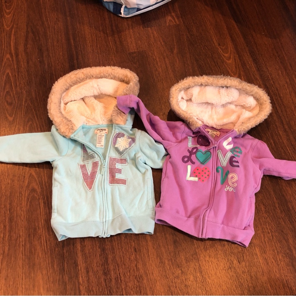 Y2k Oshkosh fur lined fuzzy hoodies - 4T